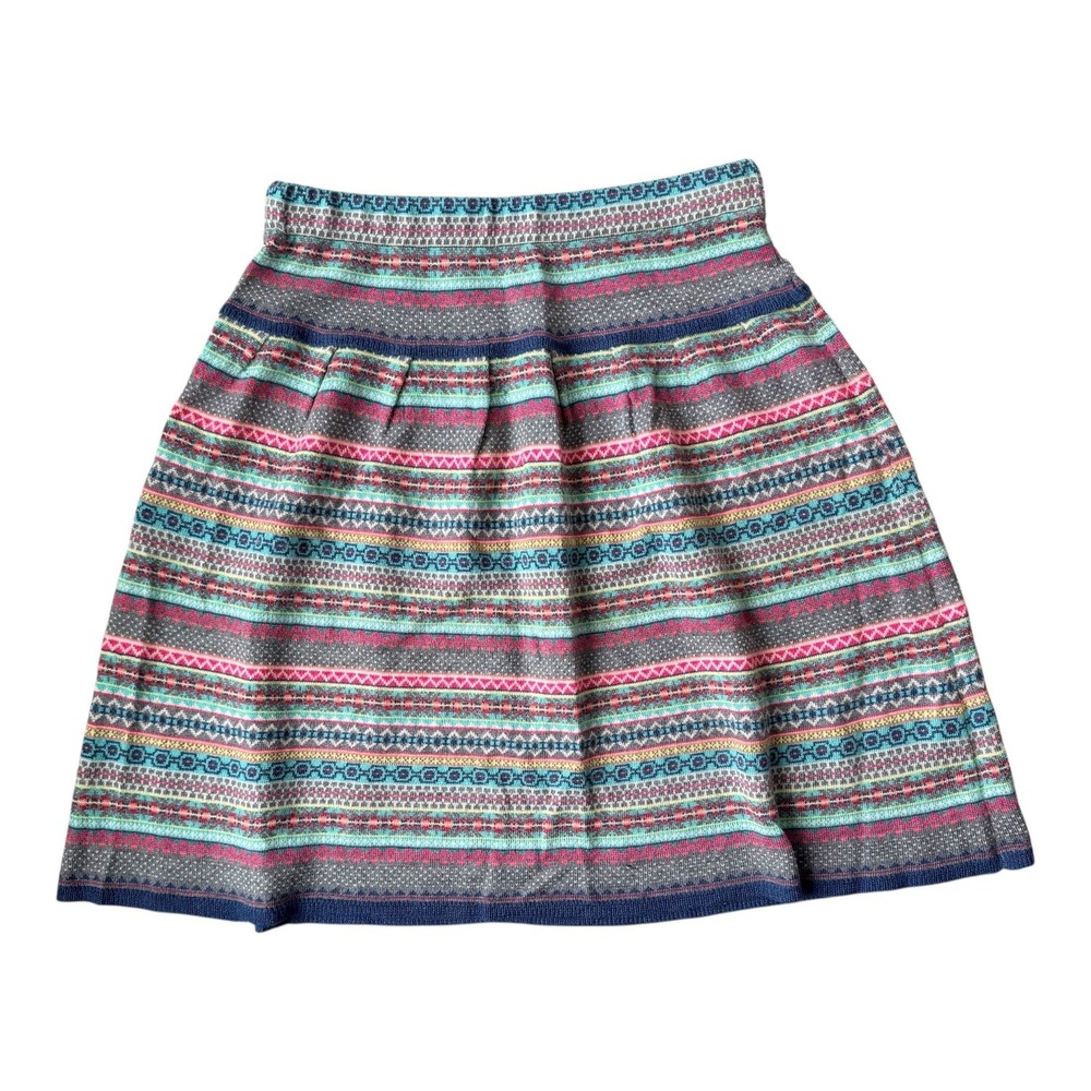 Lavand Fair Isle Knit Skirt Women's Small Bright Multicolor Nordic Wool Blend